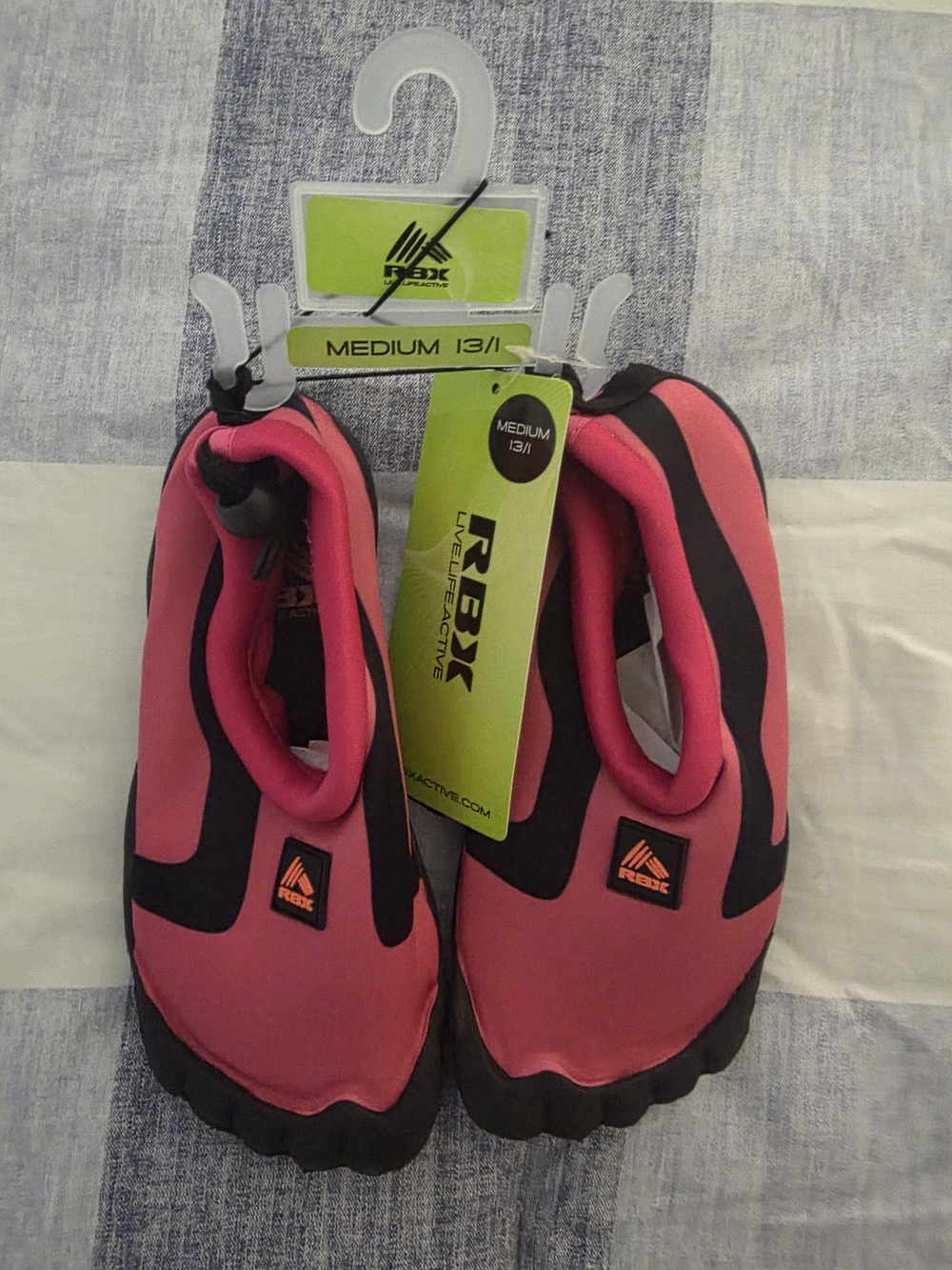 RBX Girla Pink and Black Aqua Socks - Slip-On Water Shoes Sz Medium 13/1 NWT